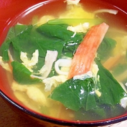 カニカマとほうれんそうの中華スープ